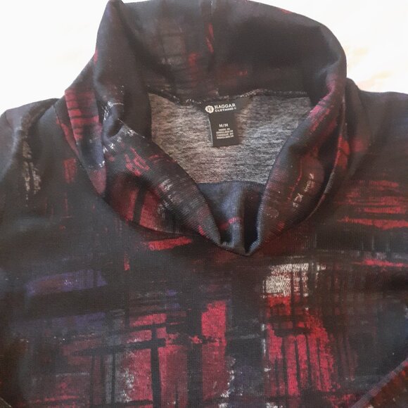 Haggar Cowl Neck Top Black/Red/Purple Size Medium - Picture 5 of 6